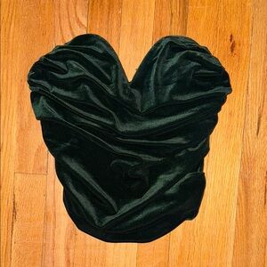 NWT Express - Velvet Strapless Top in Dark Green